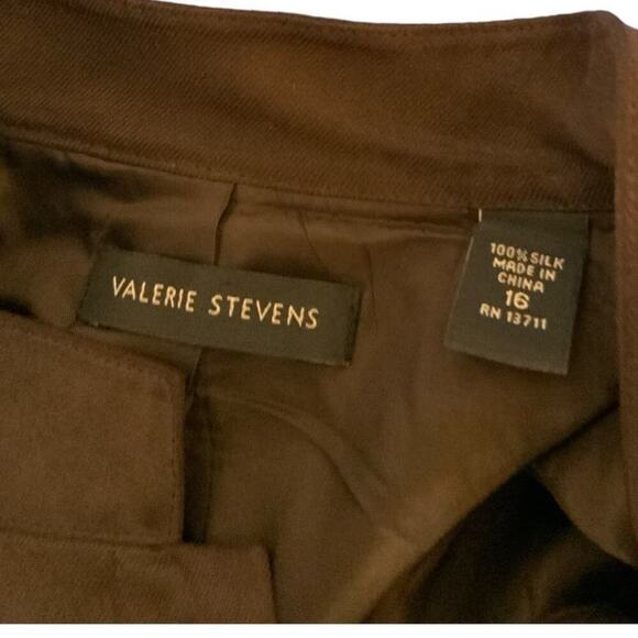 Valerie Stevens Jacket Women's Size 16 100% Silk Dome Brass Button Flap Pockets - Picture 8 of 8